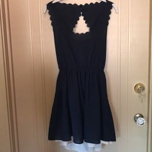 Navy blue scallop neck dress